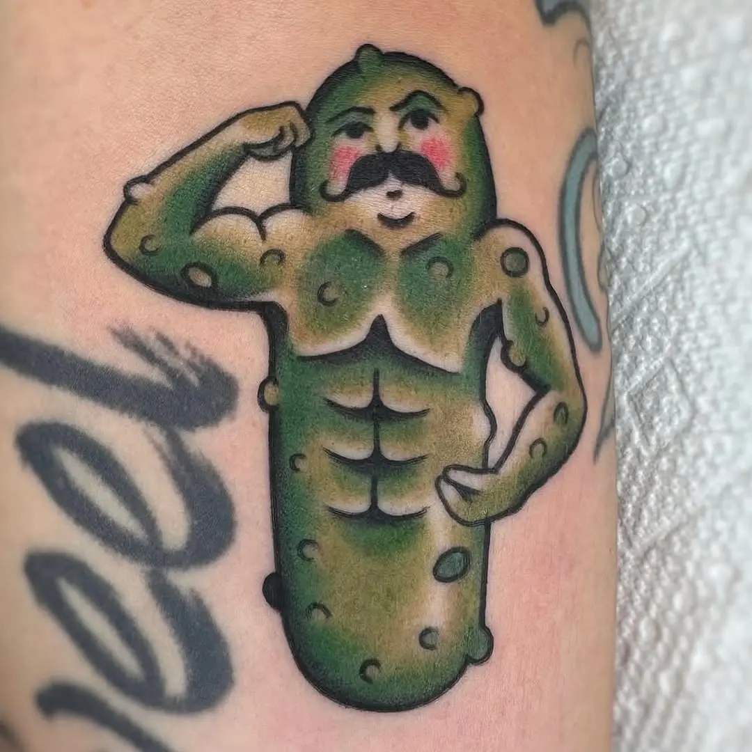 A fun and quirky pickle tattoo design