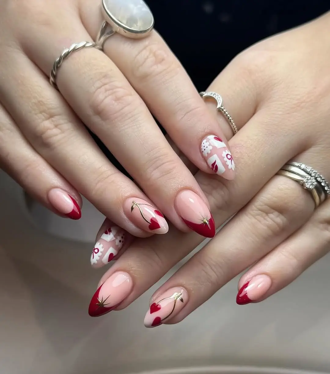 Chic Romantic Nails with Heart Design