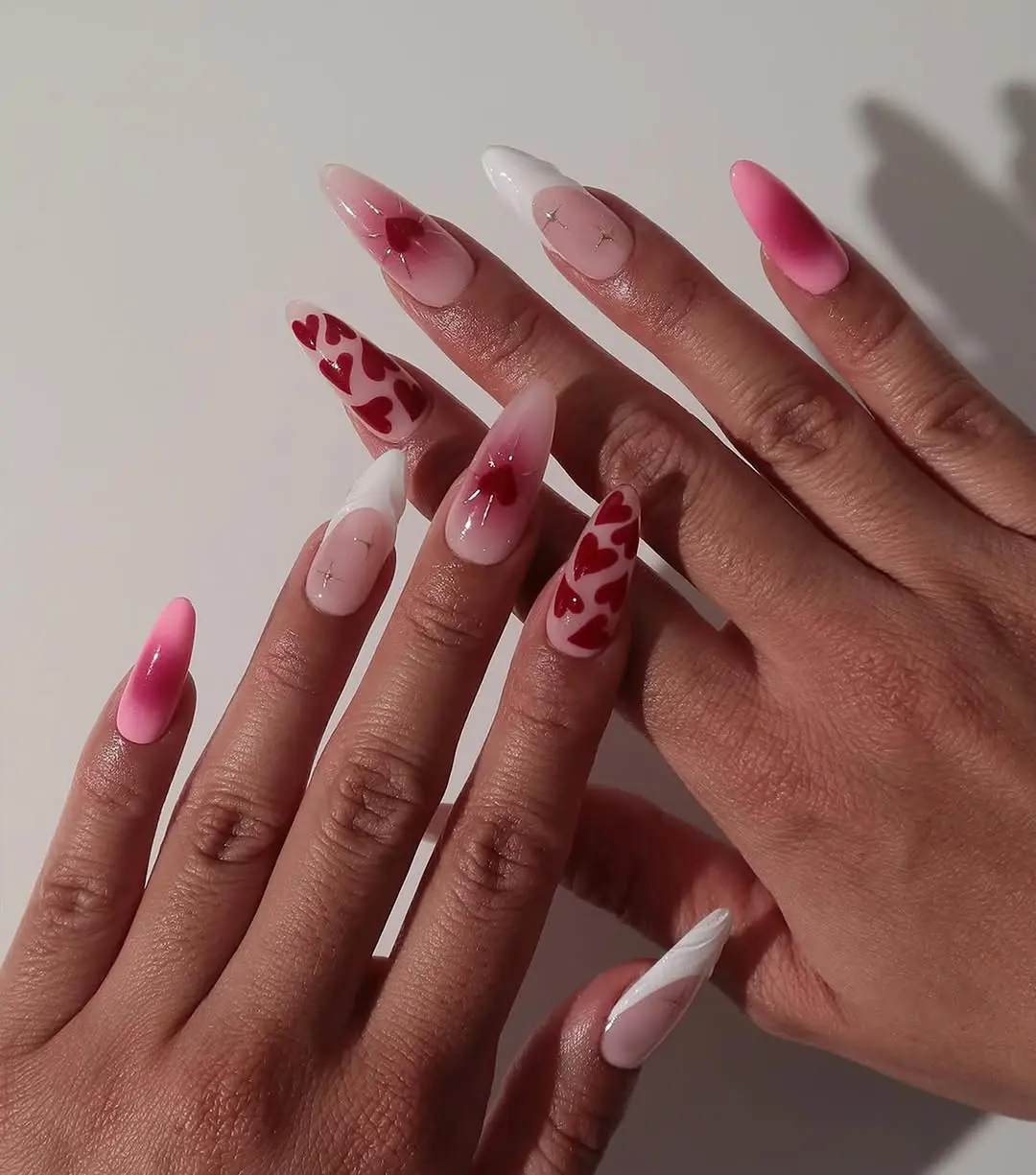 Stylish romantic nails with heart designs