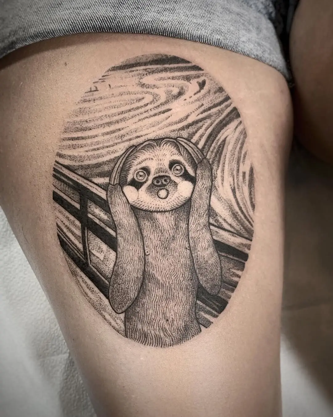 Charming Sloth Tattoo with Artistic Flare