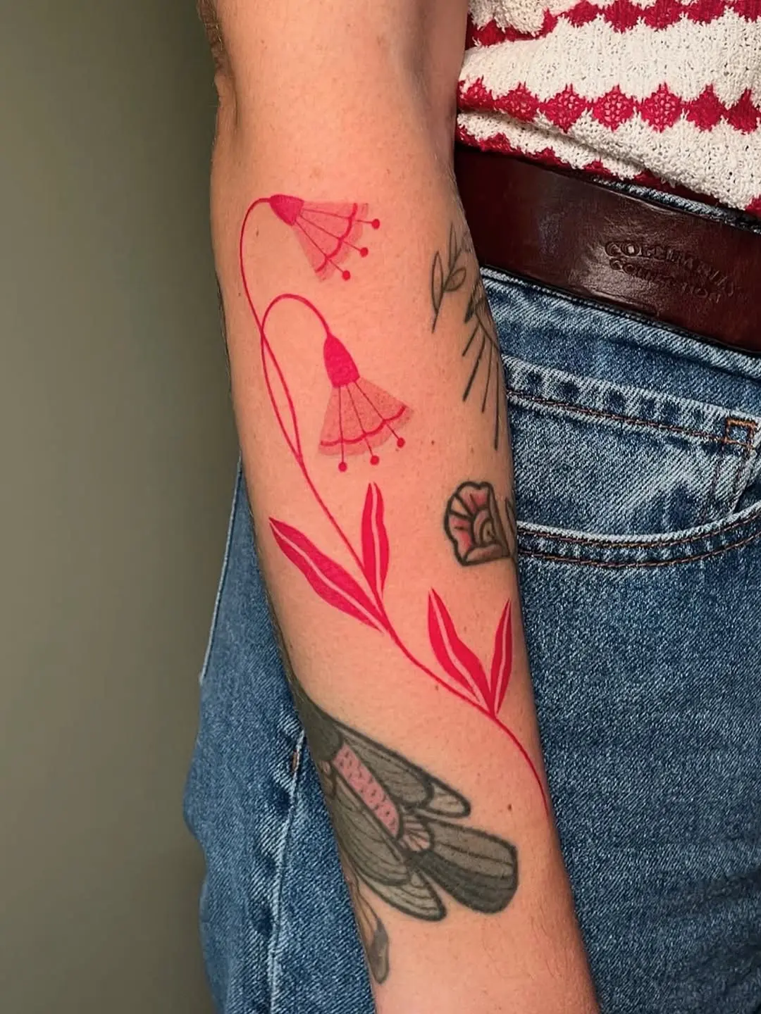Elegant floral roots tattoo with vibrant colors