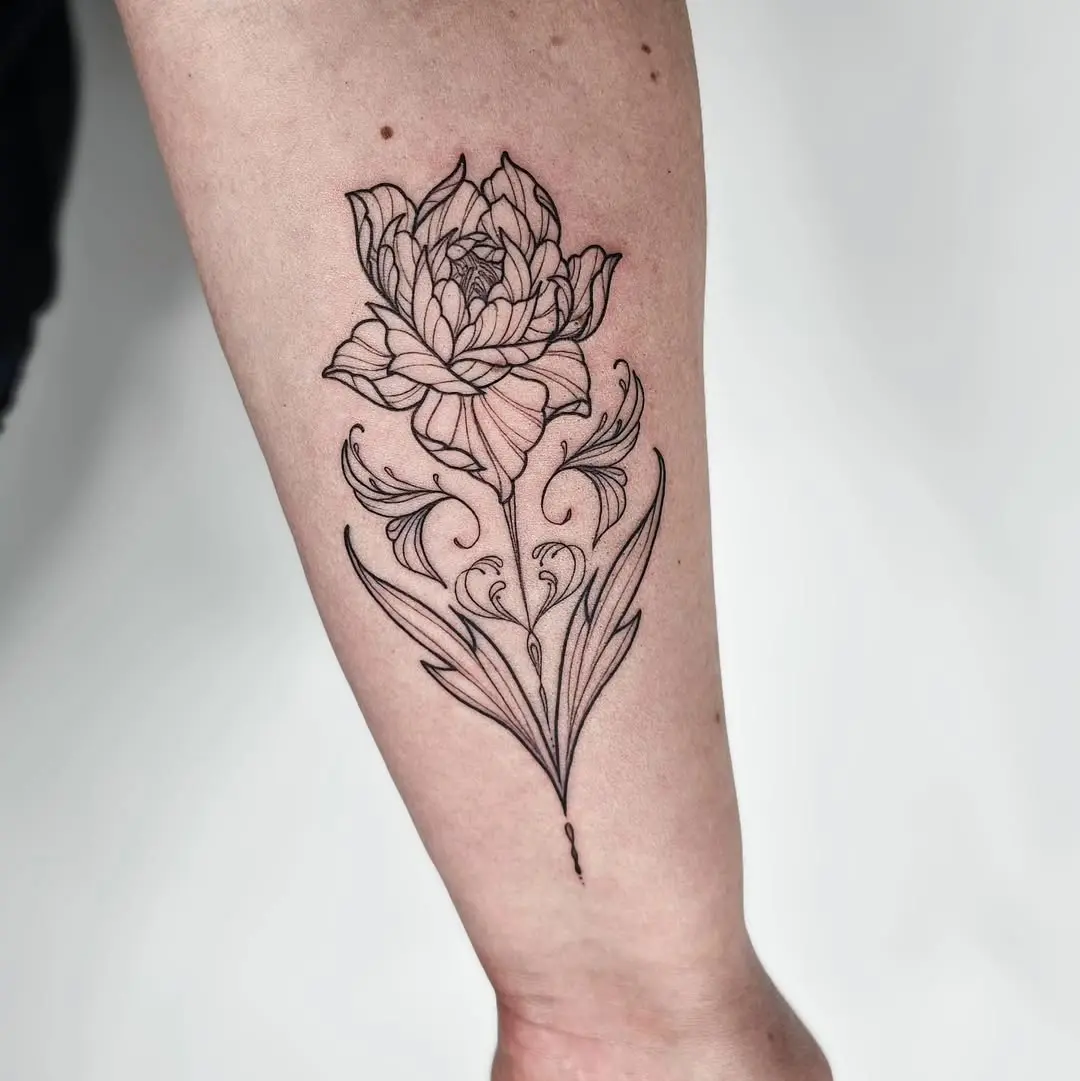 Elegant Art Deco Flower Tattoo Design