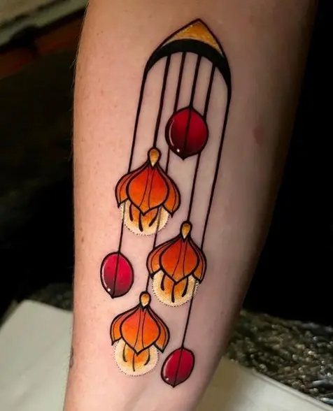 Vibrant Art Deco Flower Tattoo Design