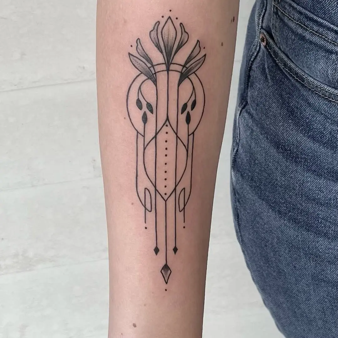 Minimalist Art Deco Flower Tattoo Design
