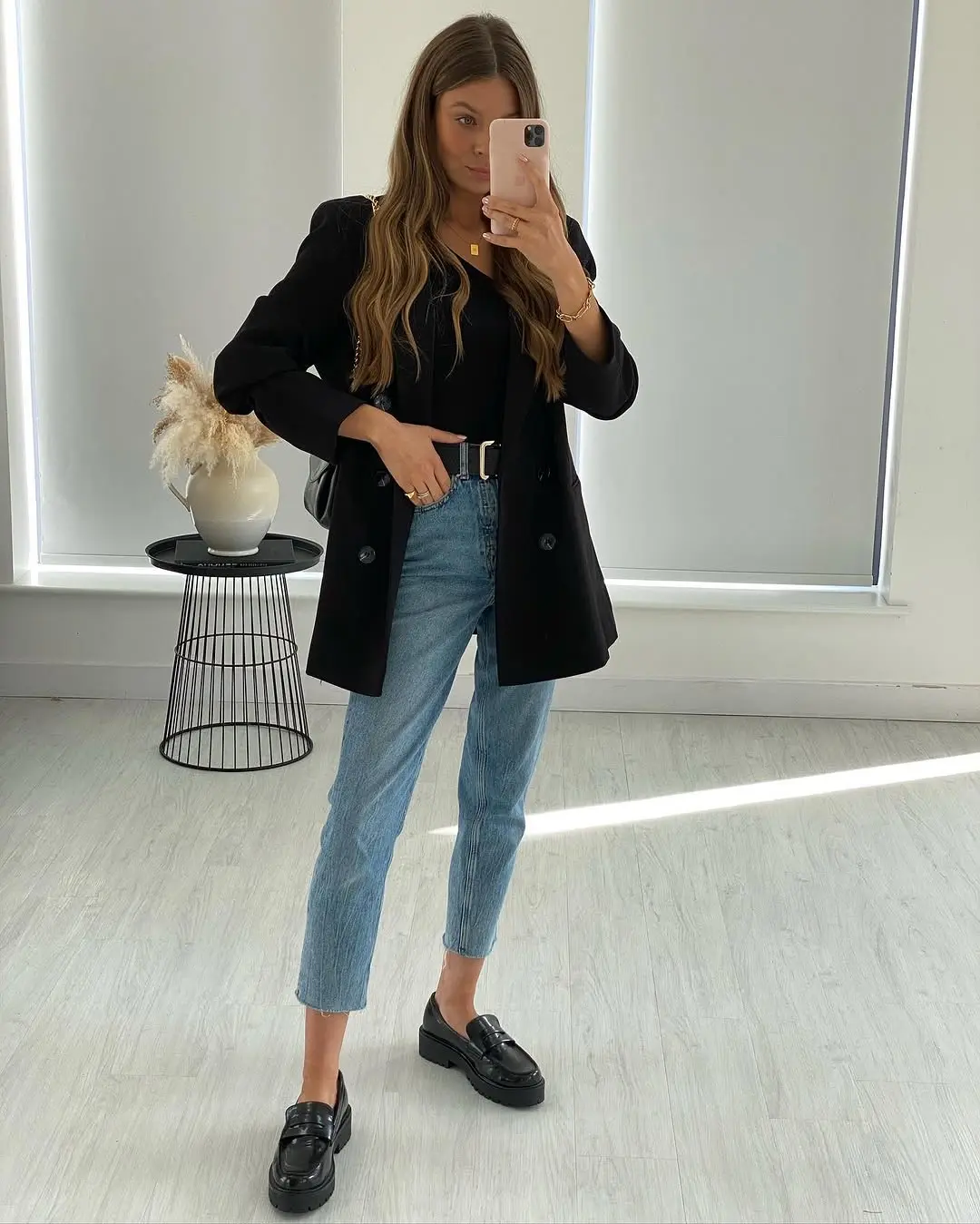 Stylish Black Blazer with Casual Denim Jeans