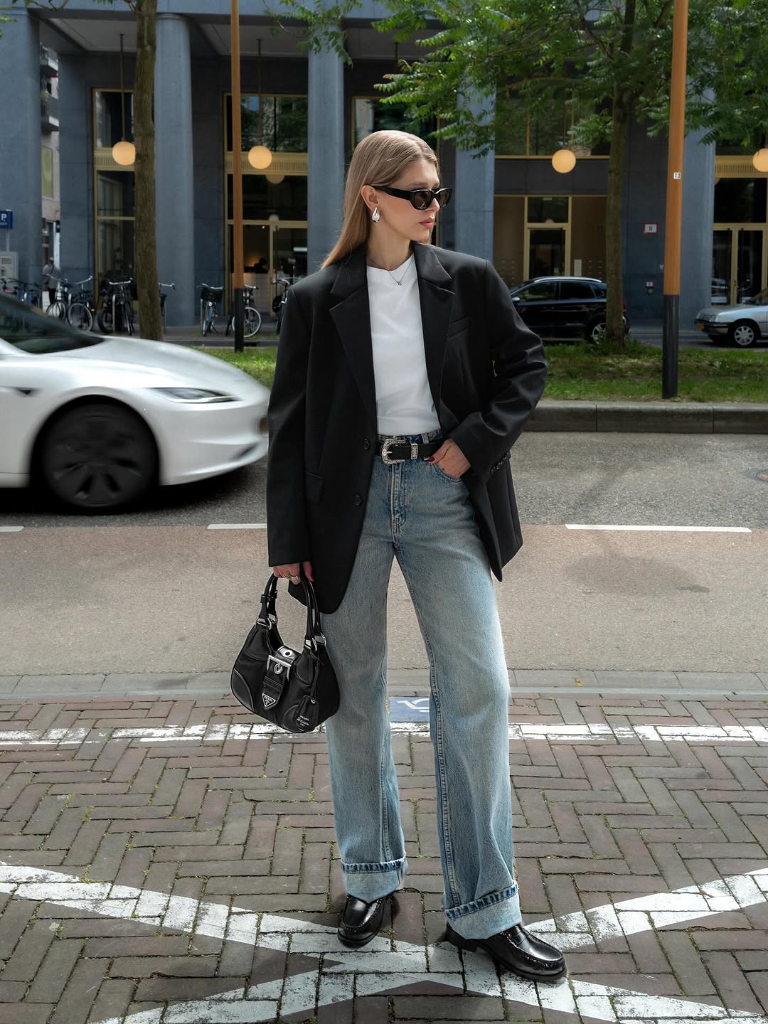 Effortless street style in classic black blazer