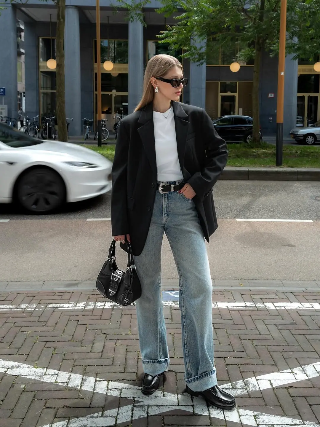 Effortless street style in classic black blazer