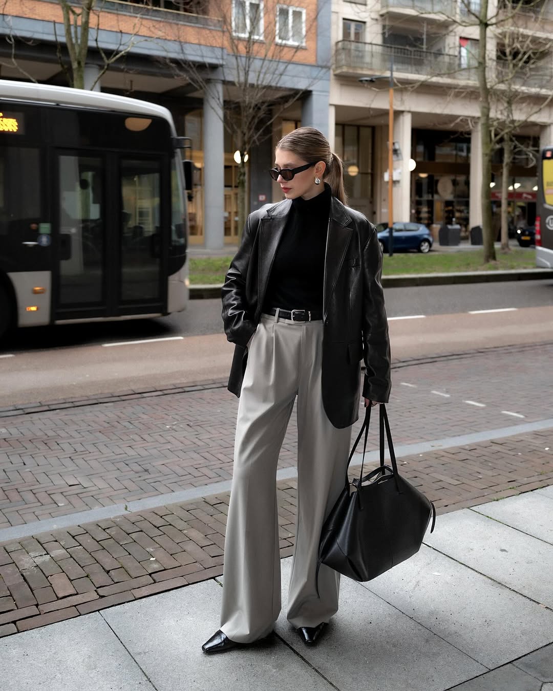 Chic urban style with a sleek black blazer