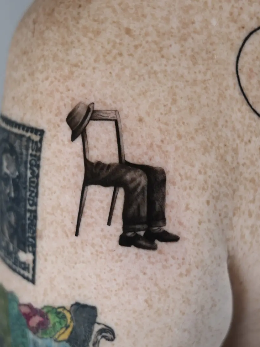 Unique chair tattoo with a stylish twist