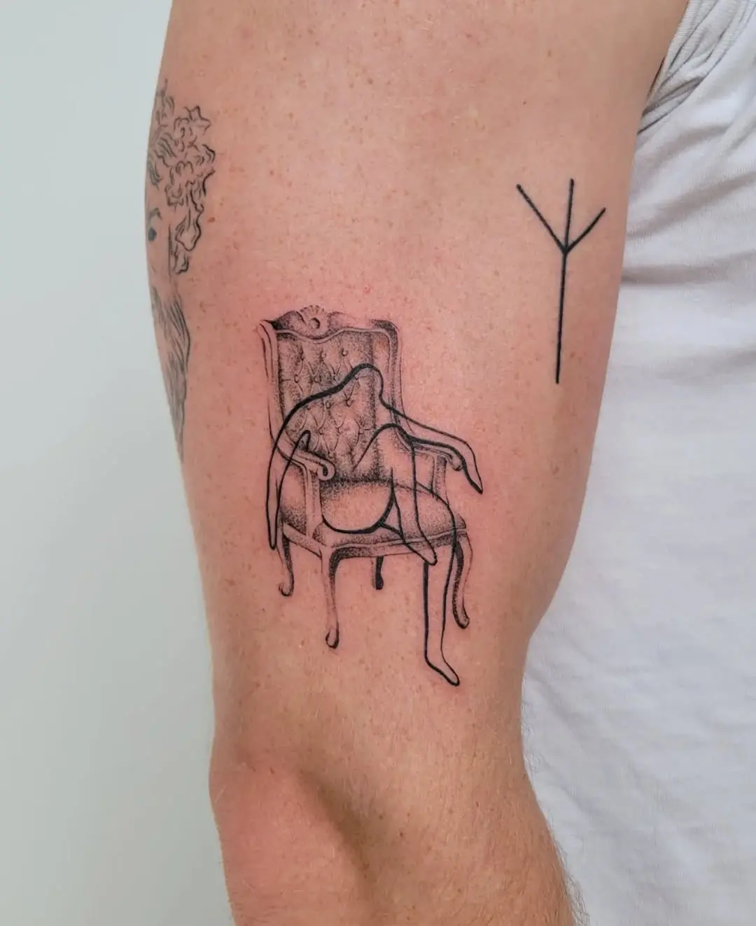 Unique Line Art Chair Tattoo Design