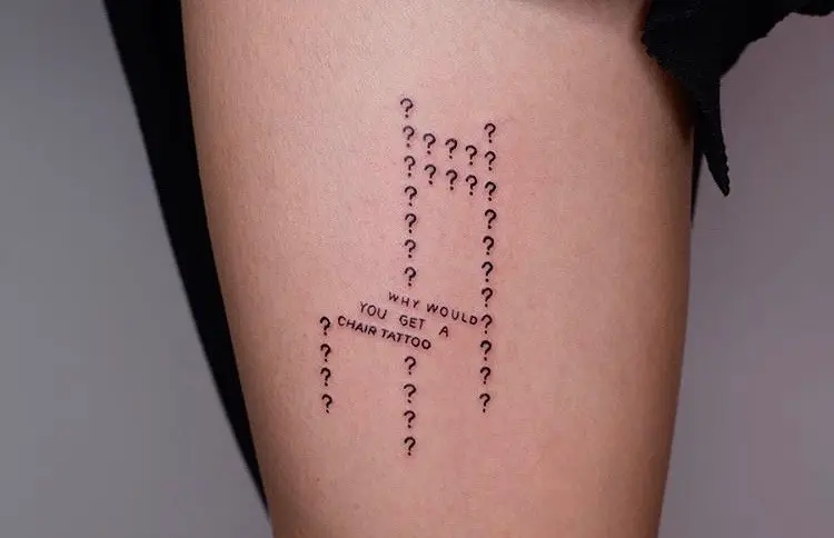 Unique Chair Tattoo with Question Motif
