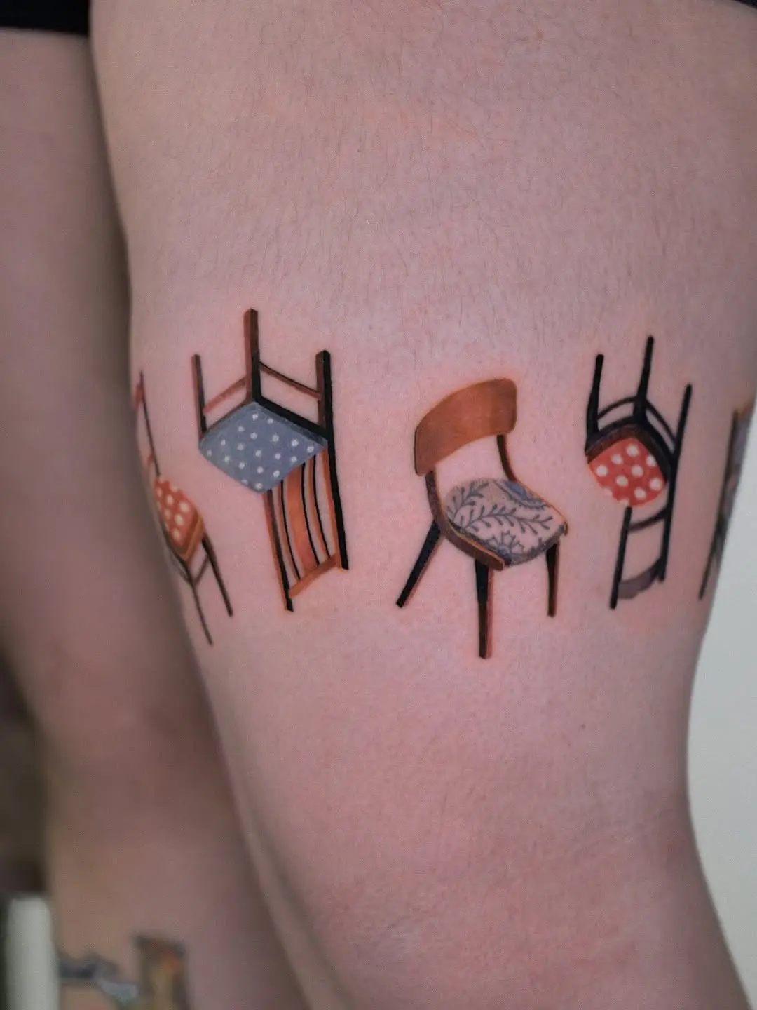Charming chair tattoos showcasing playful designs