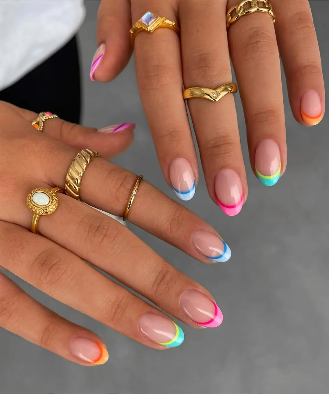 Vibrant French Tip Vacation Nail Design
