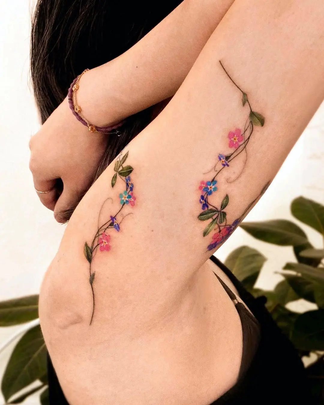 Vibrant wildflowers blooming along the arm