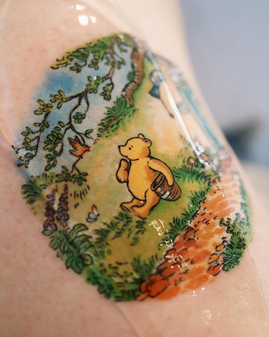 Charming Pooh navigating a whimsical path