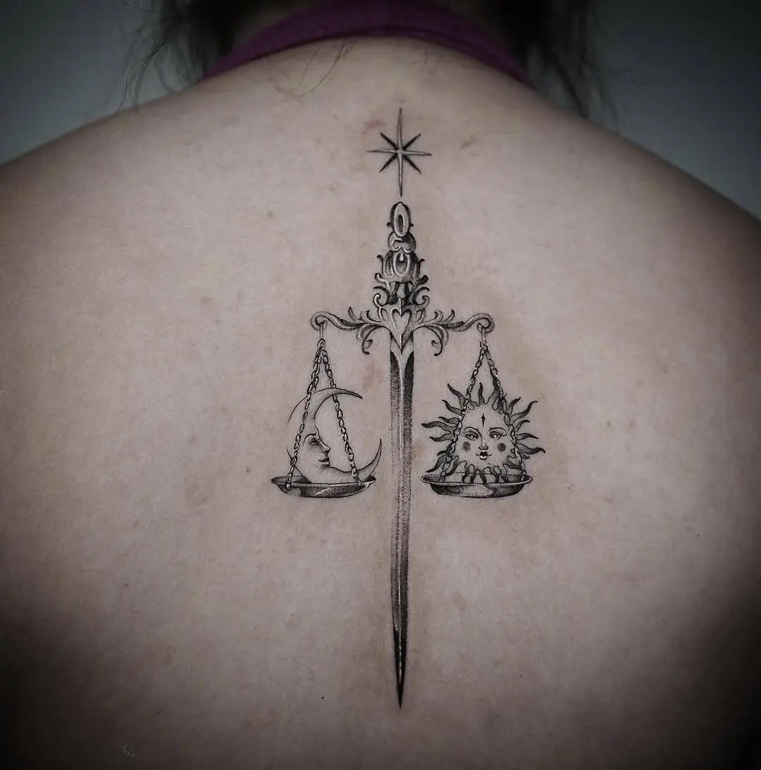 Elegant balance of sun and moon tattoos