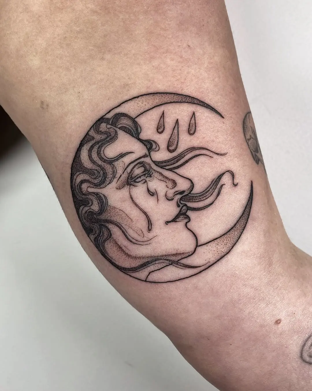 Artistic crescent moon with emotive features