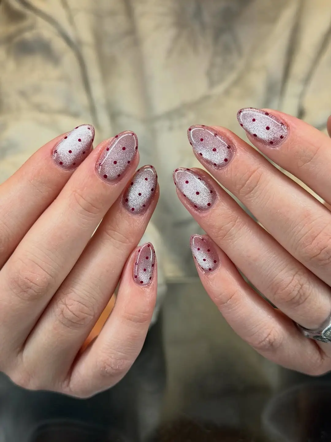 Charming polka dot February nail design