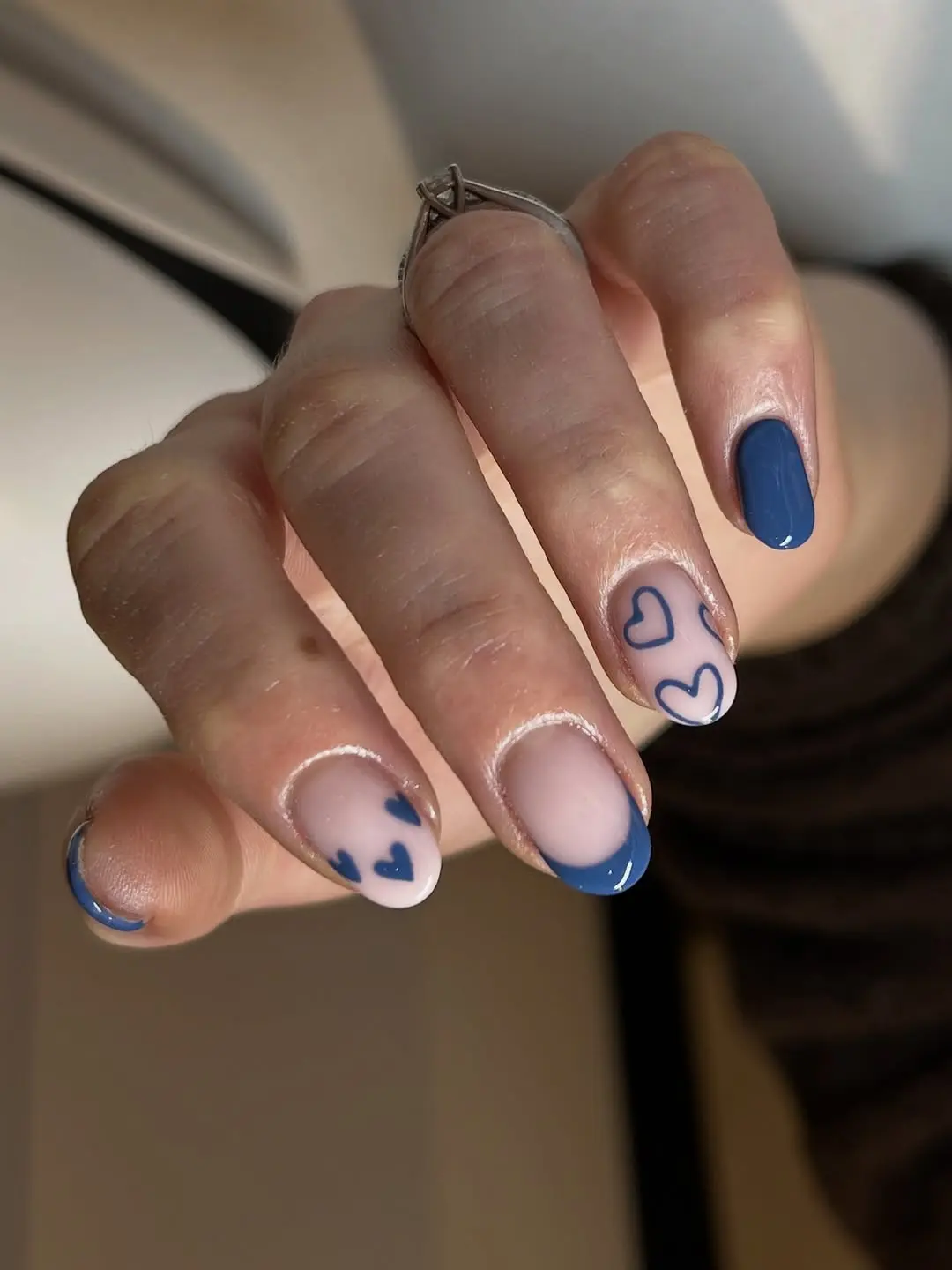Charming February Nails with Heart Details