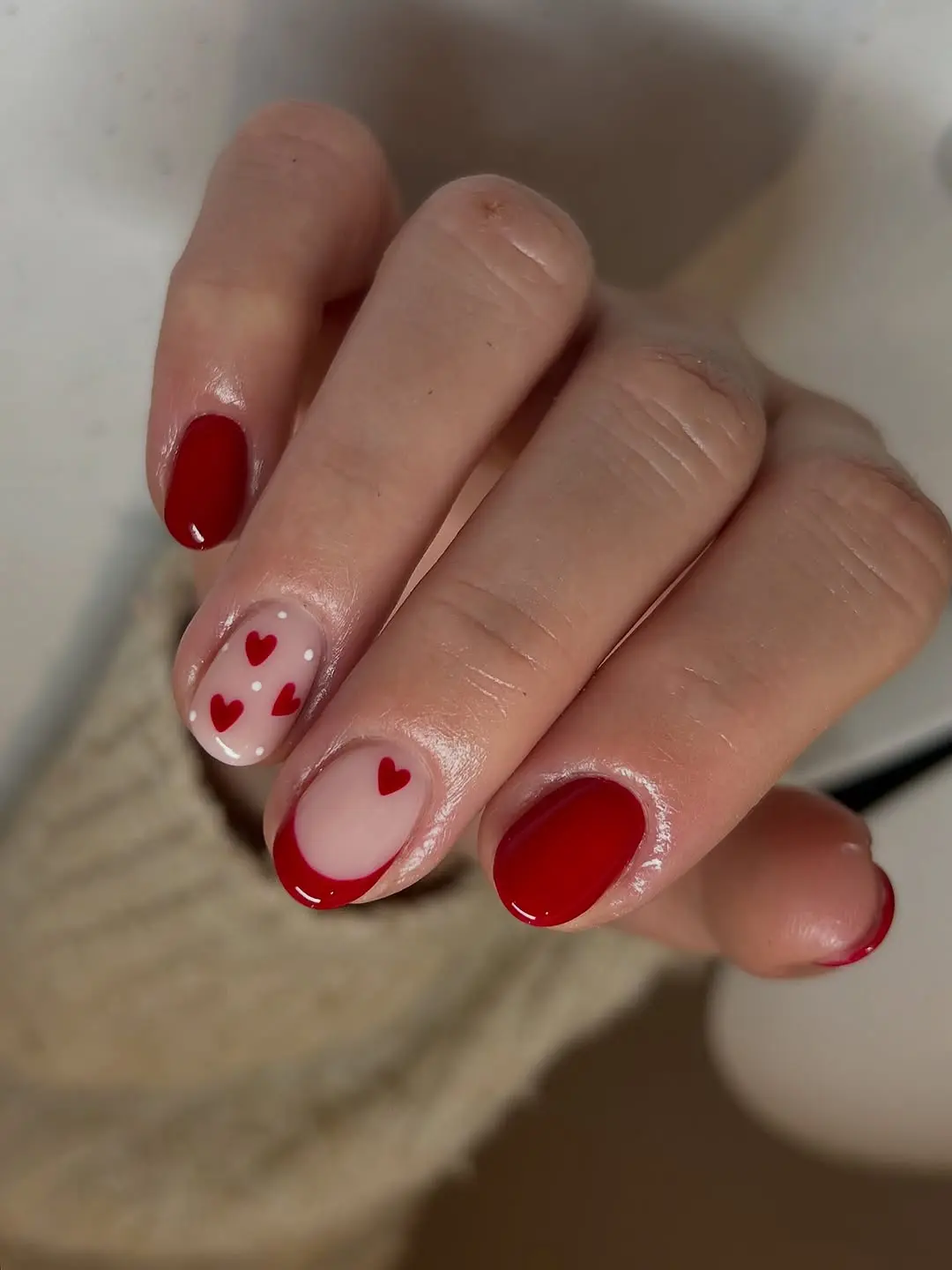 Chic February Nails with Heart Details