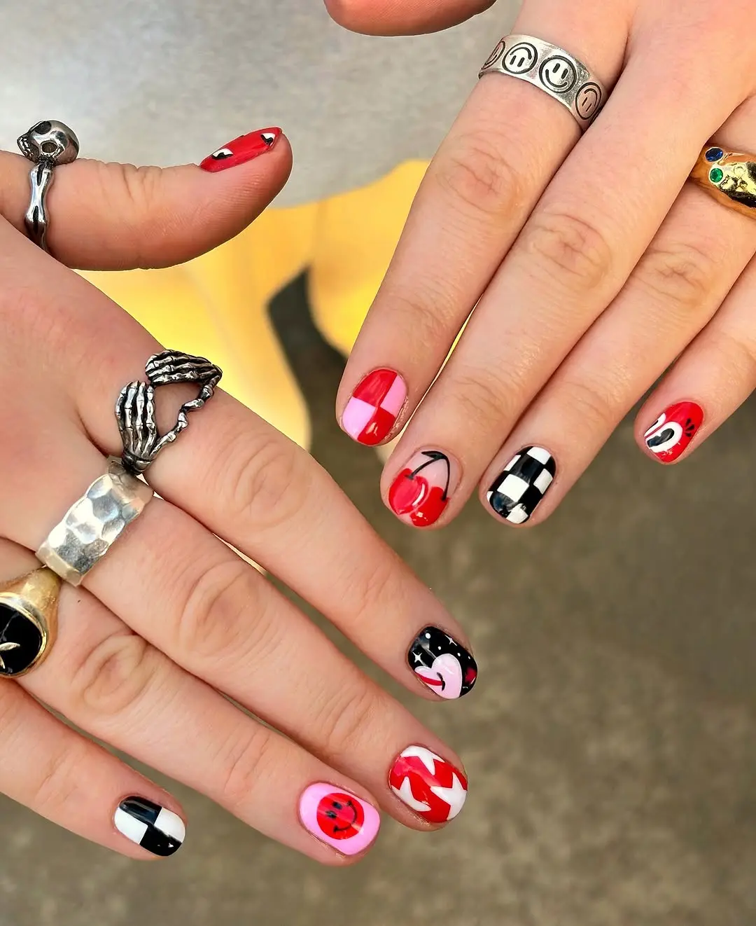 Playful and vibrant nail art for February