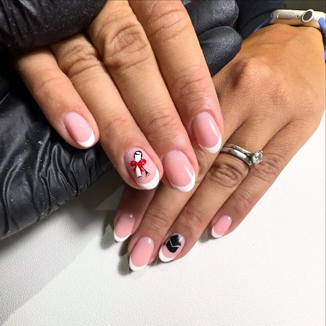 Elegant Graduation Nails with Classy Accents