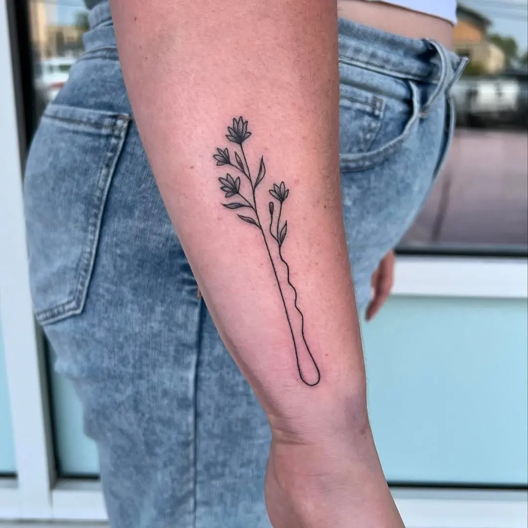 Chic Inked Floral Hair Styling Tool Tattoo