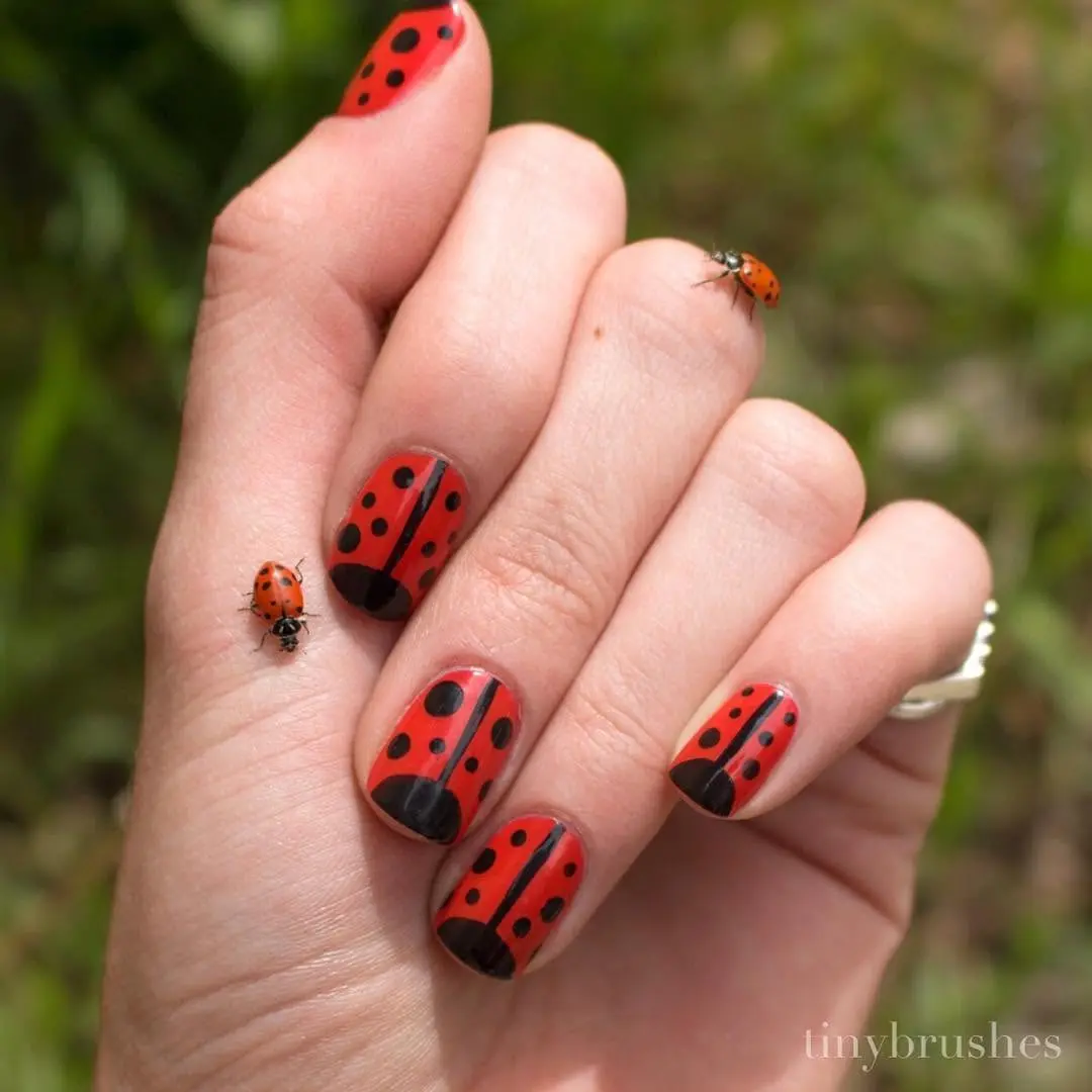 Charming ladybug nail art inspiration for summer