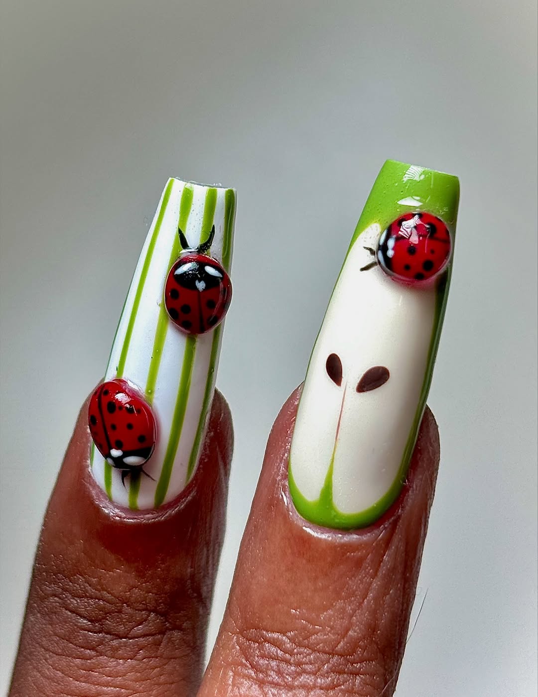 Charming ladybug nails with playful design elements