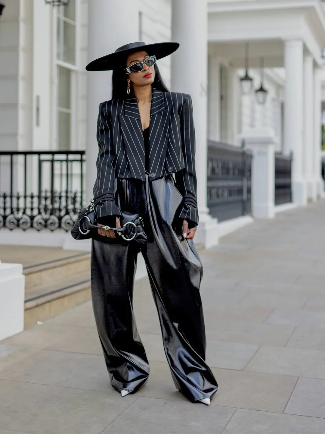 Chic monochrome outfit with bold contrasts