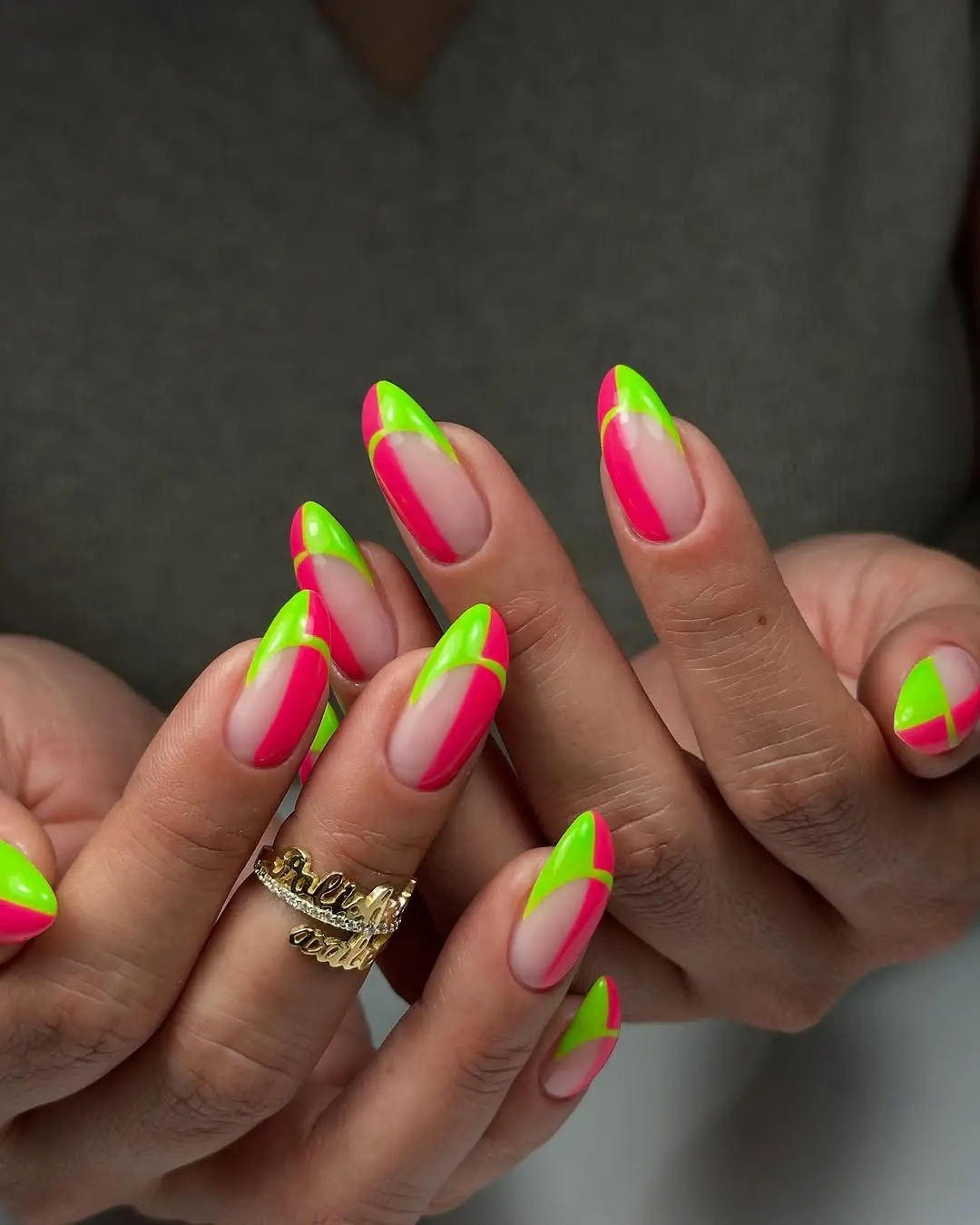 Vibrant Neon French Tip Nail Art