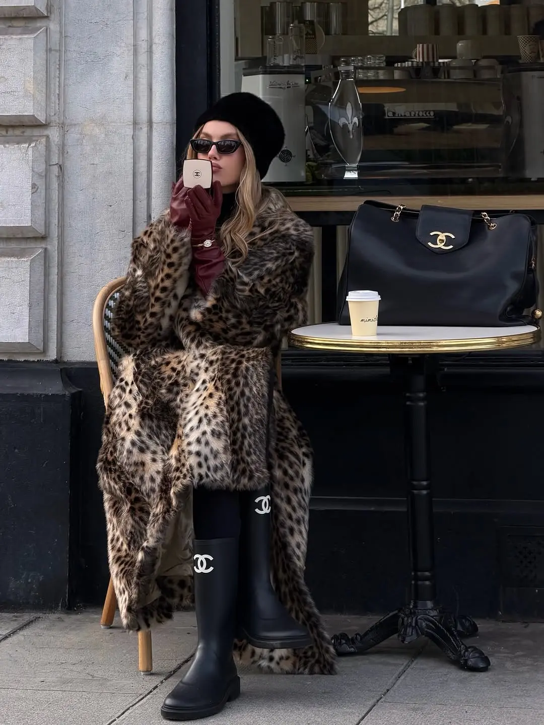 Chic Winter Styling with Leopard Print Elegance