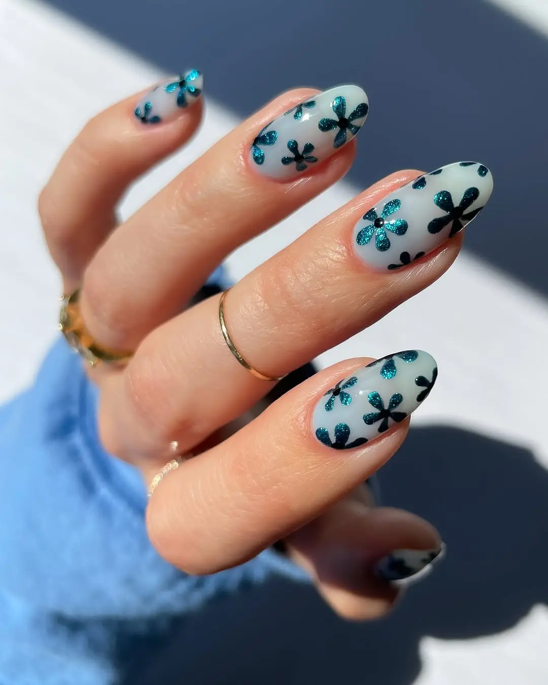 Charming Periwinkle Floral Nail Art Design