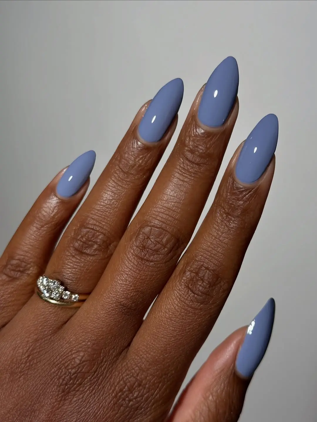 Stylish periwinkle nails with a glossy finish