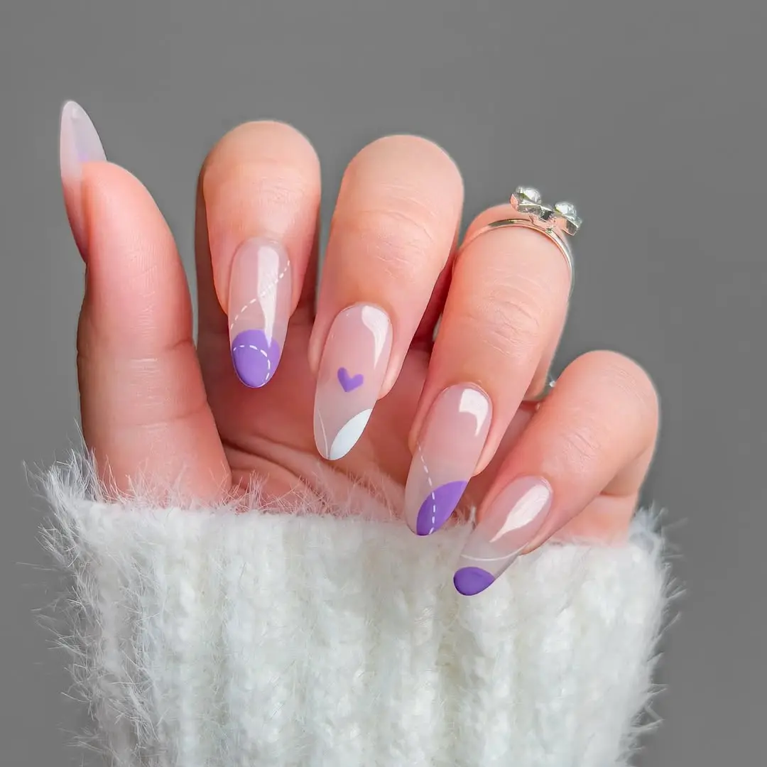 Chic periwinkle accent nails for a playful look