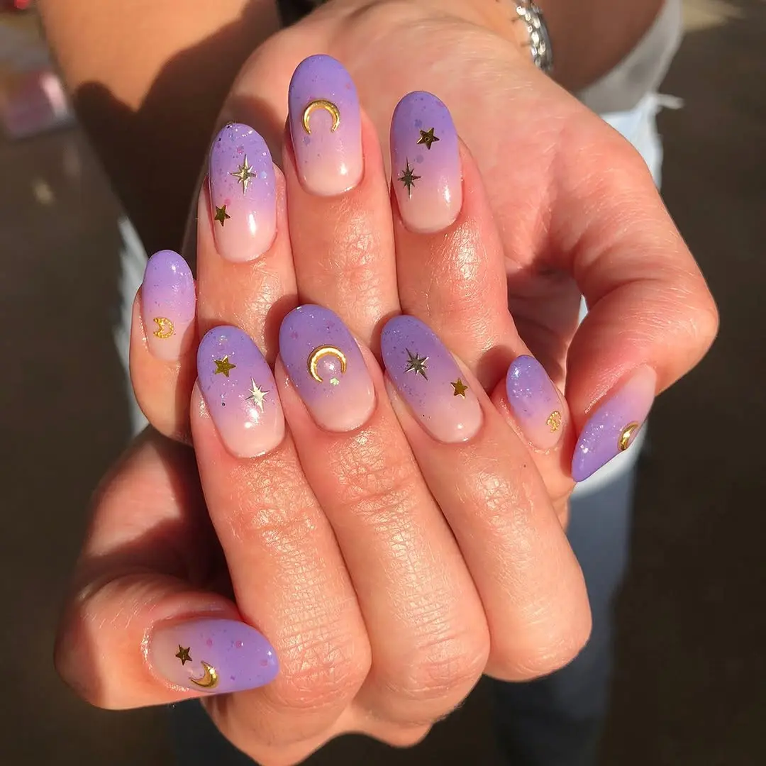 Elegant purple ombre with celestial accents