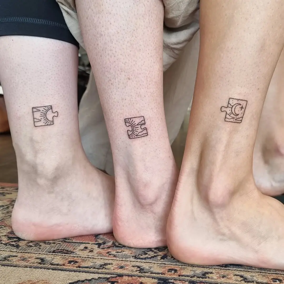 Creative puzzle tattoos for friendship bonding