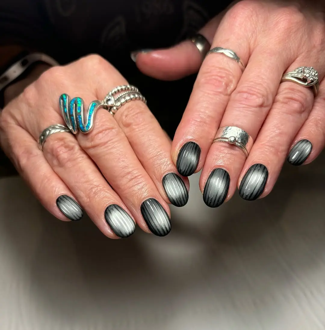 Stylish ribbed glass nails with chic vibe