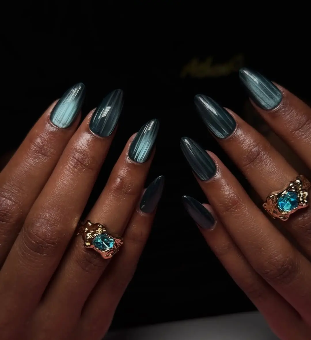Dazzling Ribbed Glass Nail Art Design