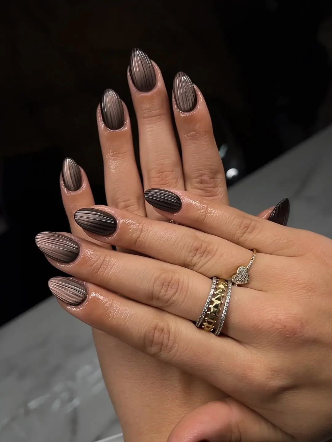 Elegant ribbed glass nails with a chic vibe