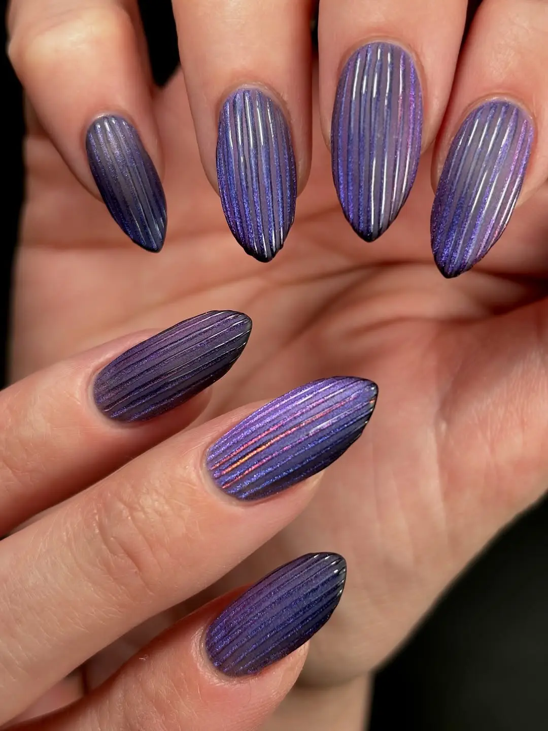 Stunning ribbed glass nails with striking hues
