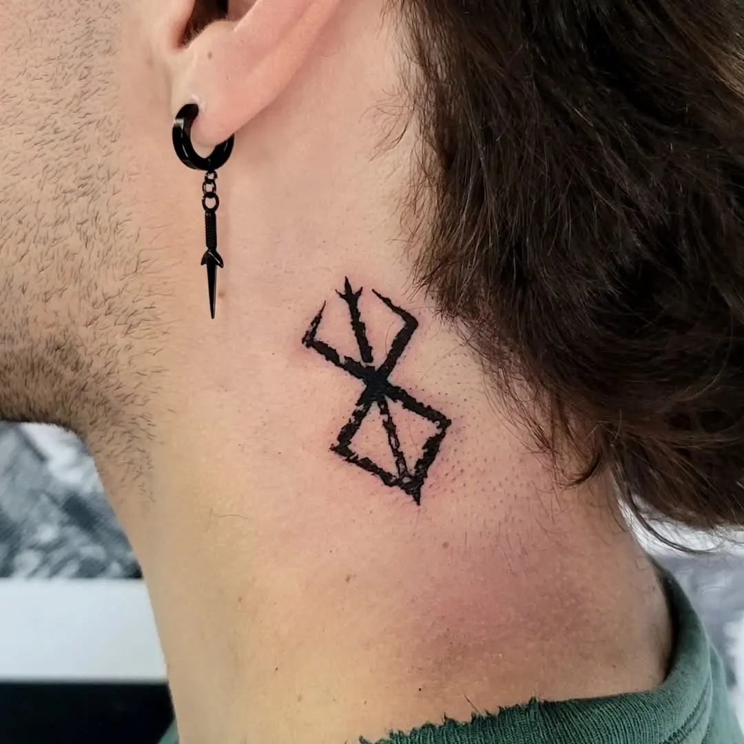 Unique neck tattoo with sacrificial symbolism