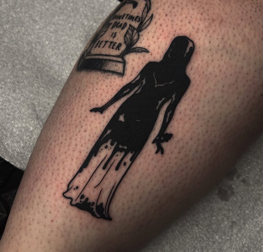 Eerie Silhouette Tattoo Symbolizing Sacrifice