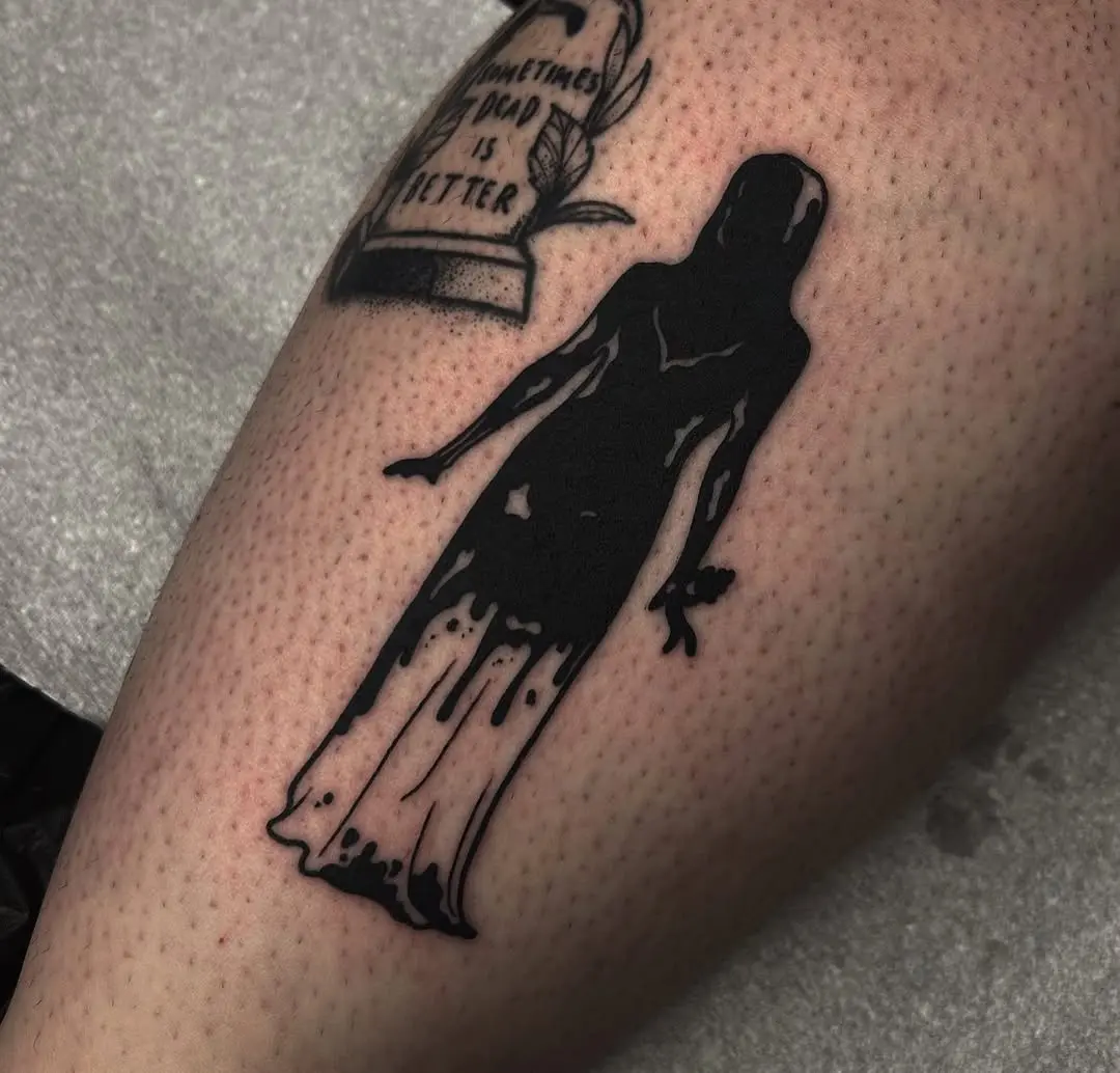 Eerie Silhouette Tattoo Symbolizing Sacrifice
