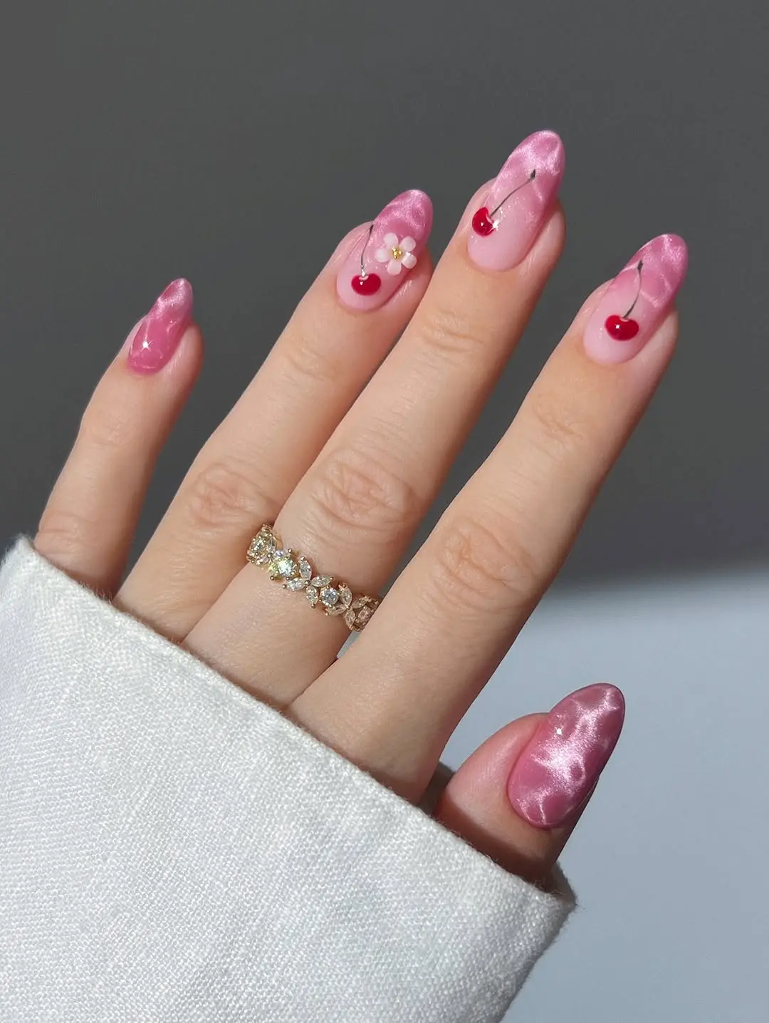 Charming Cherry Blossom Vacation Nails Design