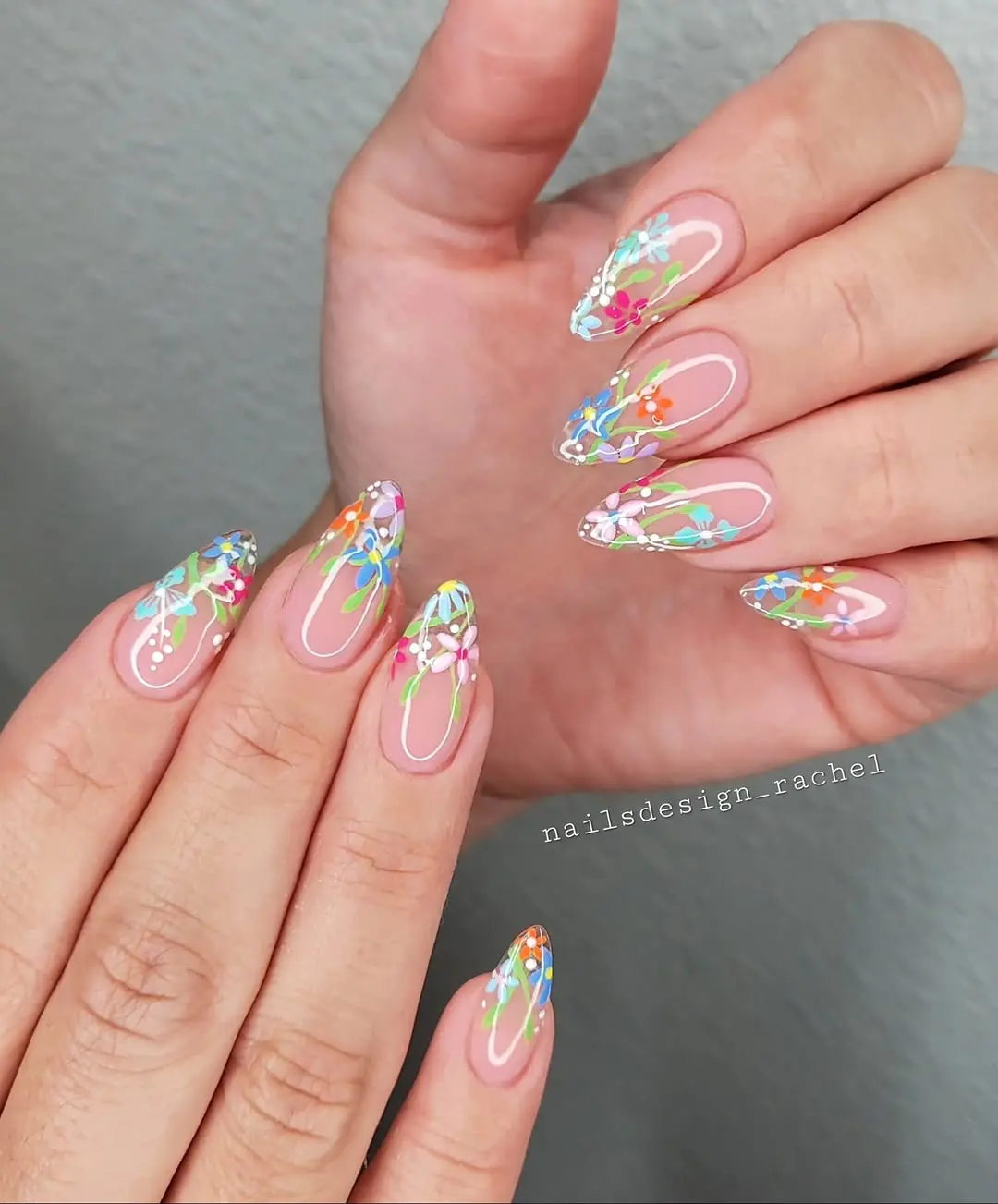 Vibrant Floral Vacation Nail Designs
