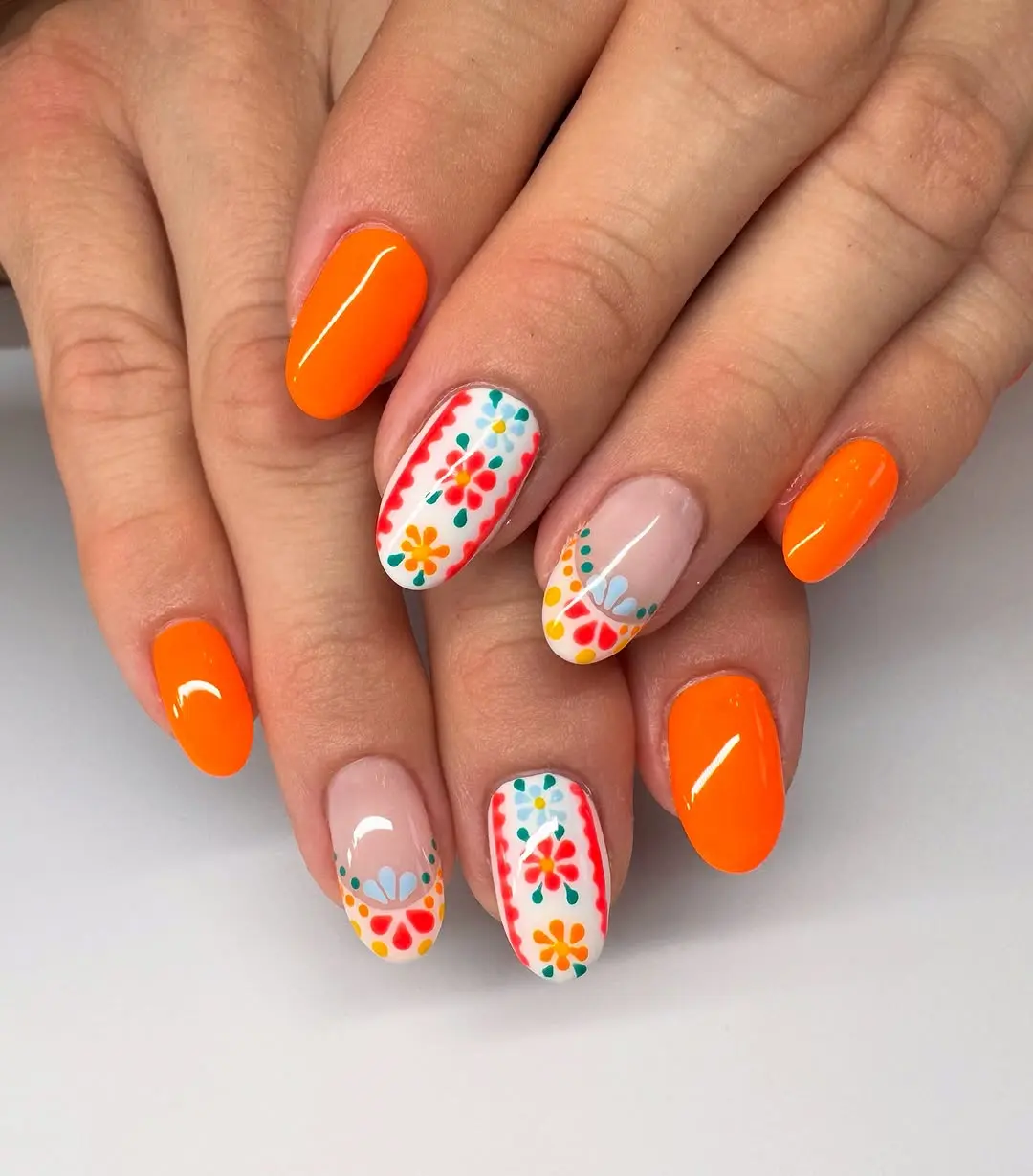 Brightly painted nails for summer vibes