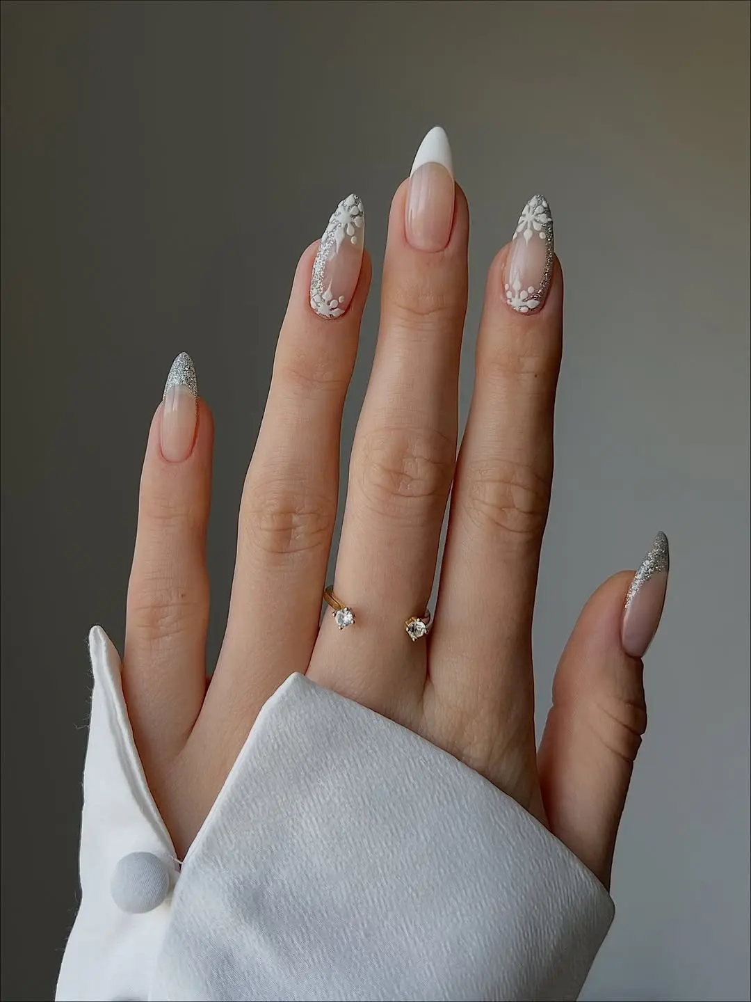 Elegant French Tips with Floral Touch