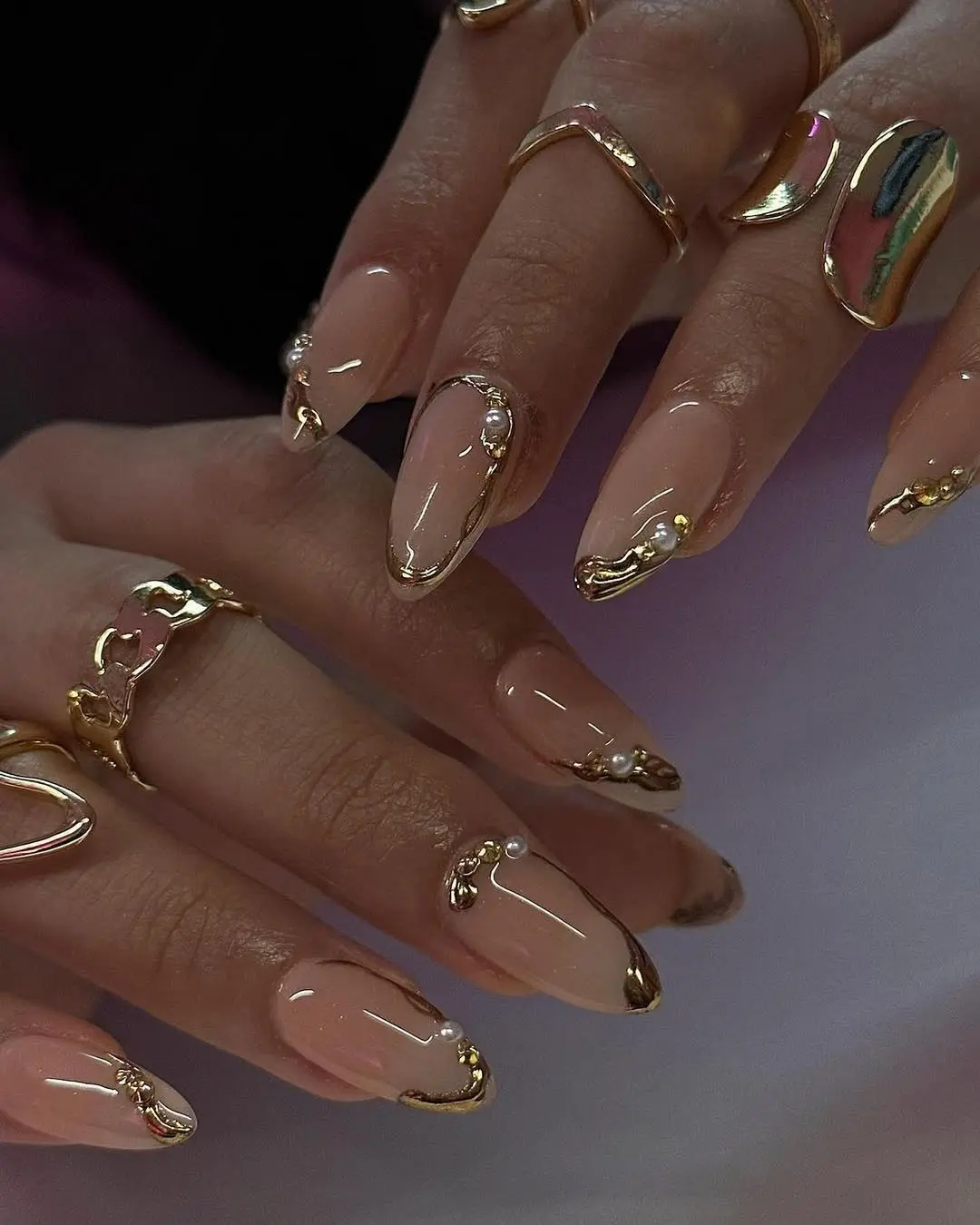 Elegant gold-trimmed nails for special occasions