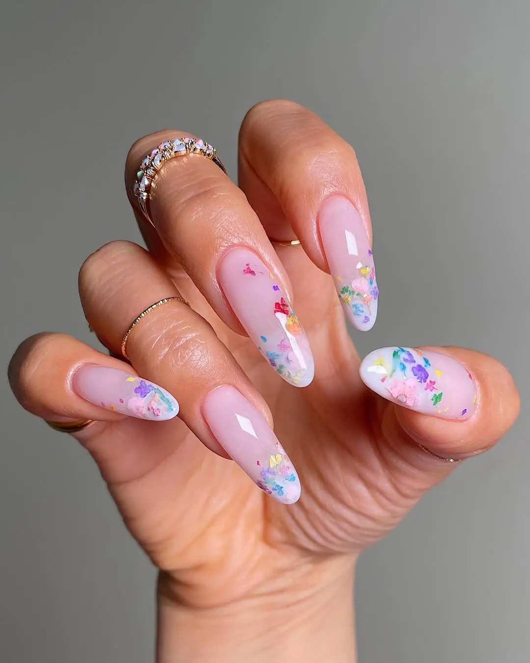 Elegant floral wedding nail design inspiration